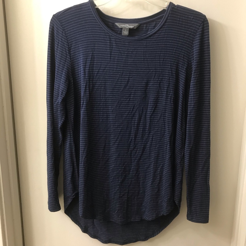 Blue striped long sleeve top